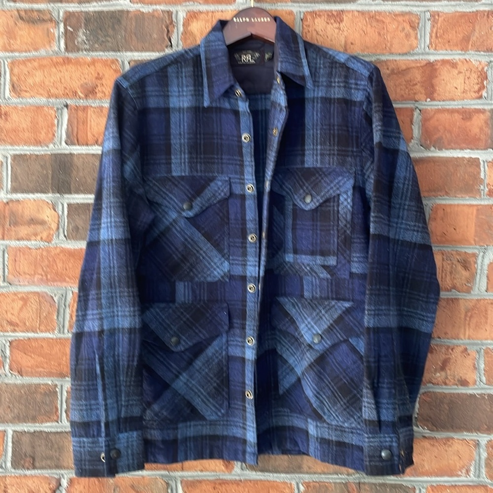 $595 RRL Blue Plaid Wool Men's Jacket